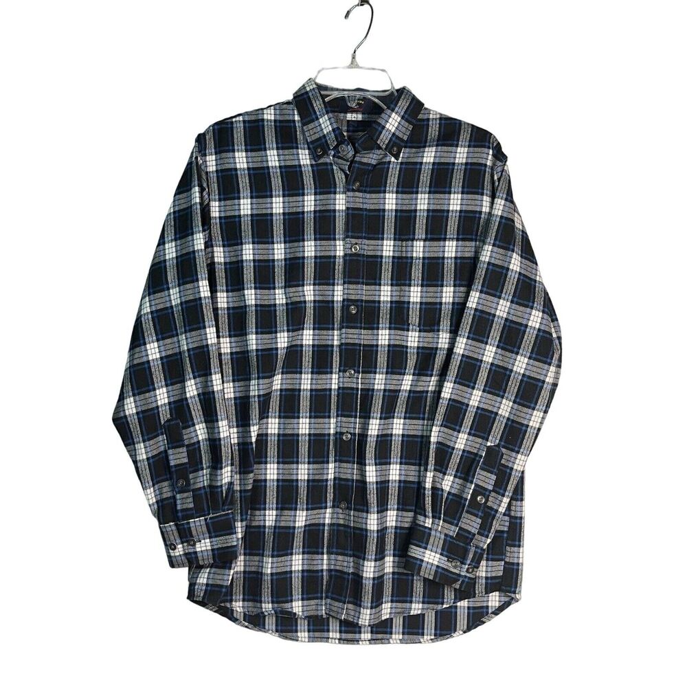 U & Shark Yachting Royal Flannel Long Sleeve Made In Italy Size 40/Large Plaid